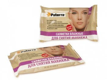 Салфетки влажные ДЛЯ СНЯТИЯ МАКИЯЖА, PATERRA, 20 шт. в упаковке, размер салфетки: 16 х 19 см, обильн